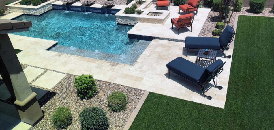 Huge Pool with Bushes and Trees on the side - Turnkey Pool Designers