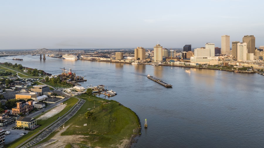 The Mississippi River near New Orleans, close to the River Ridge area